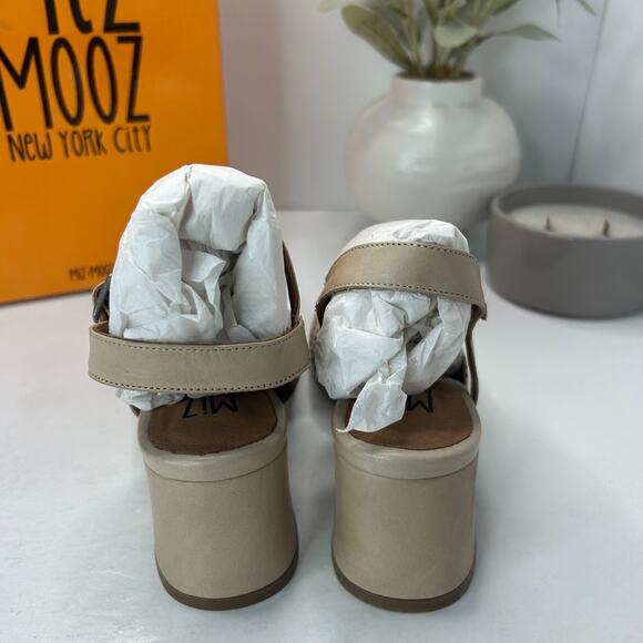 Miz Mooz Storrs Leather Slingback Heels Sandals Cream Women's 6.5/EU 37 Tried On - Picture 4 of 10